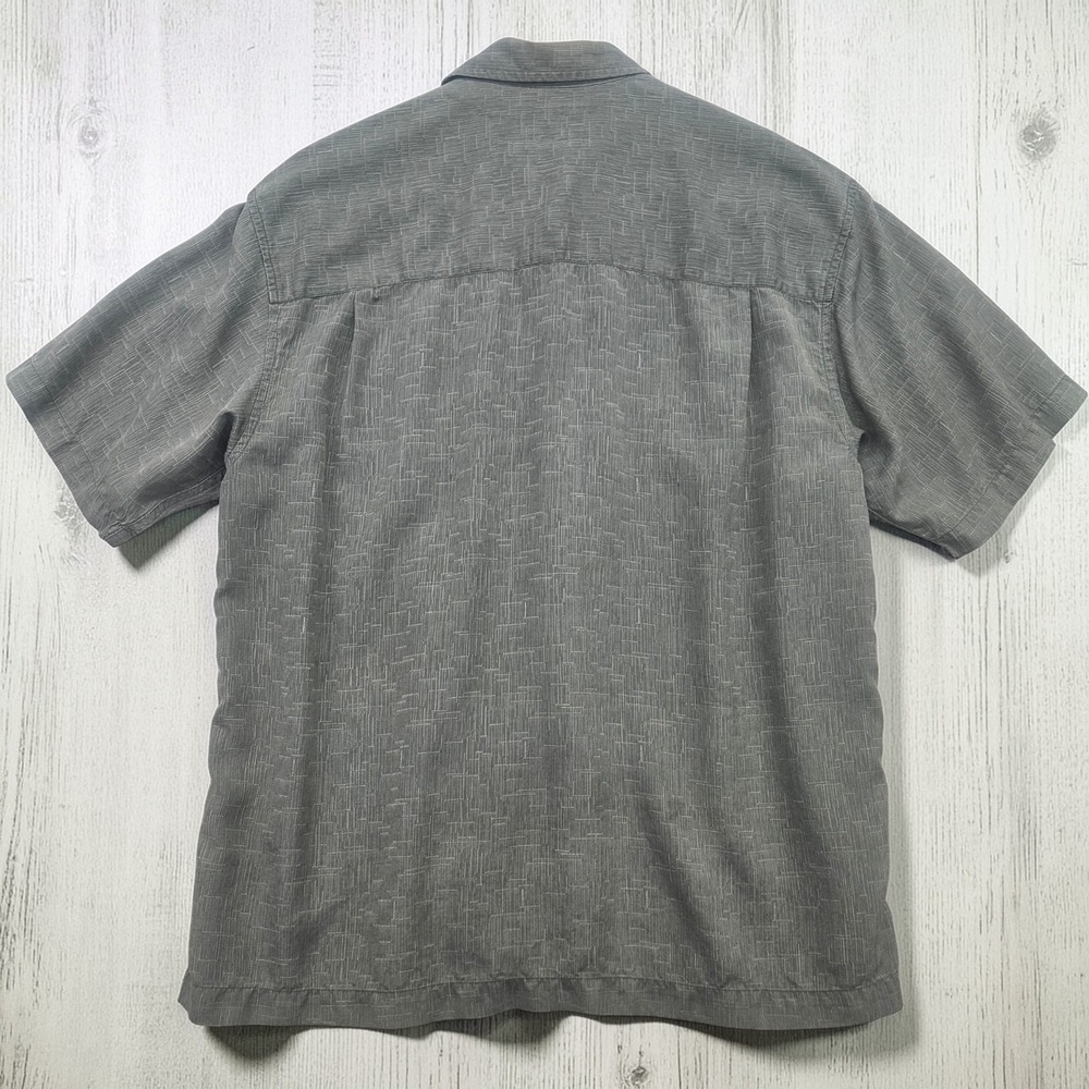 Bamboo Cay Silk Shirt Mens M Olive Green Embroidered Resort Camp Hawaiian Beach - Picture 2 of 13